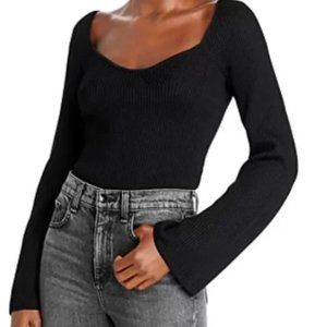 Urban Outfitters Bell Sleeve Tie Back Bodysuit
